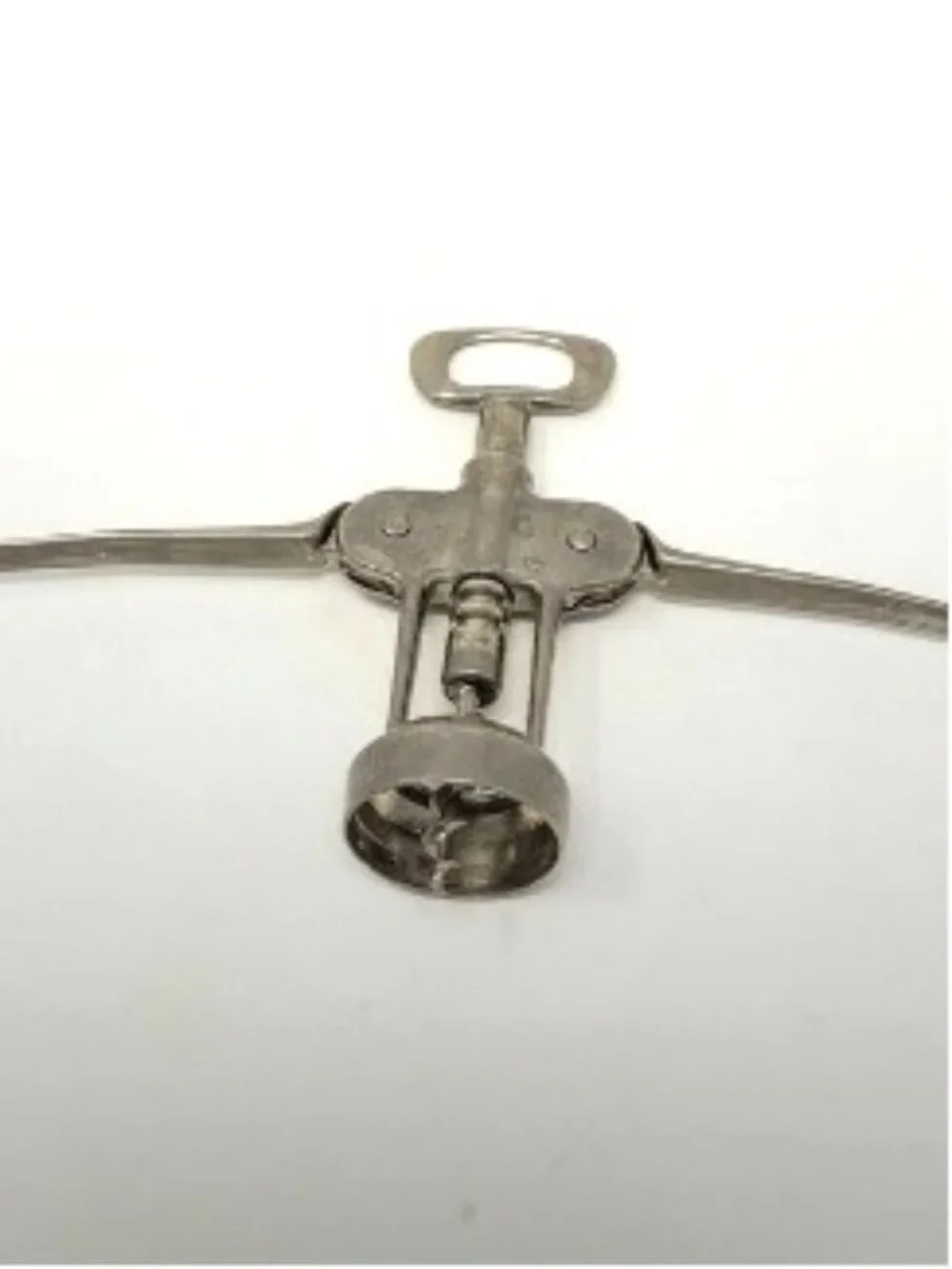 Vintage Mid-Century Italian Winged Corkscrew Bottle Opener Barware Silver-Toned